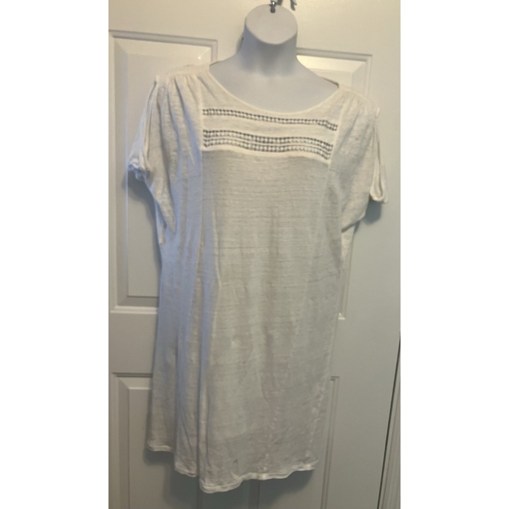 Trenery Linen Blend Dress‎ Size Large EUC White Cottage Core Women’s